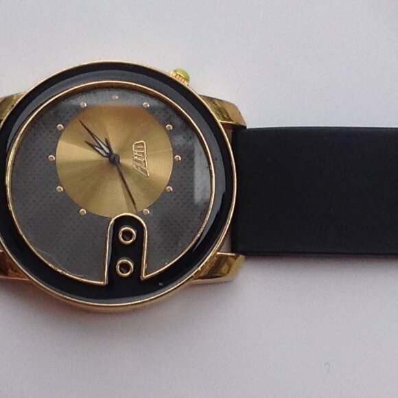 Flud Spinning Gold Record Quartz Watch Gold w Black Enamel - Picture 10 of 16